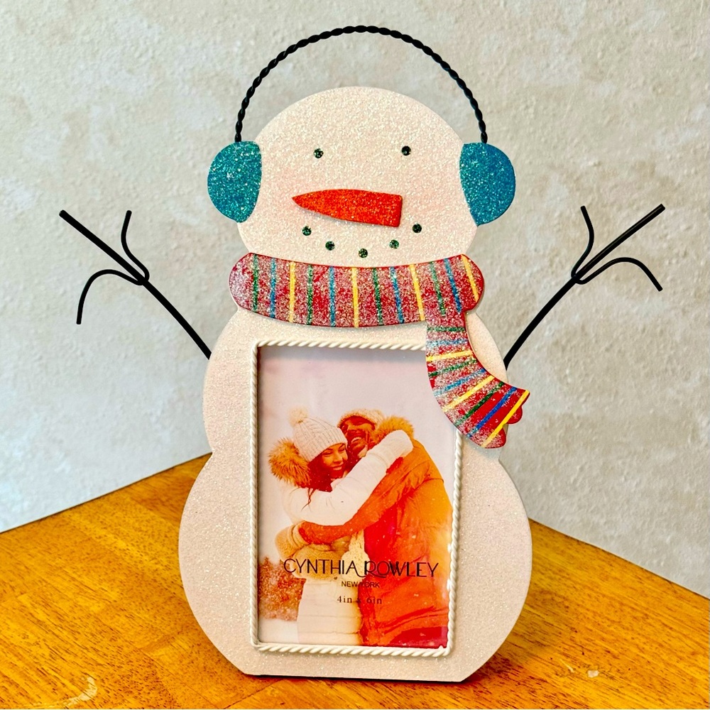 Cynthia Rowley Frosty the Snowman Christmas Wood & Wire Photo Frame NEW!!
